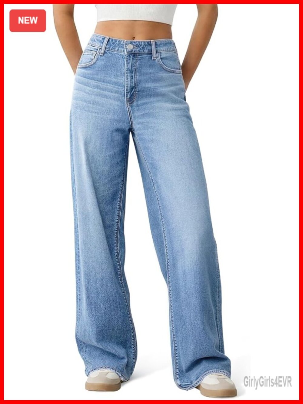 High Waisted Wide Leg Baggy Stretchy Denim Jeans